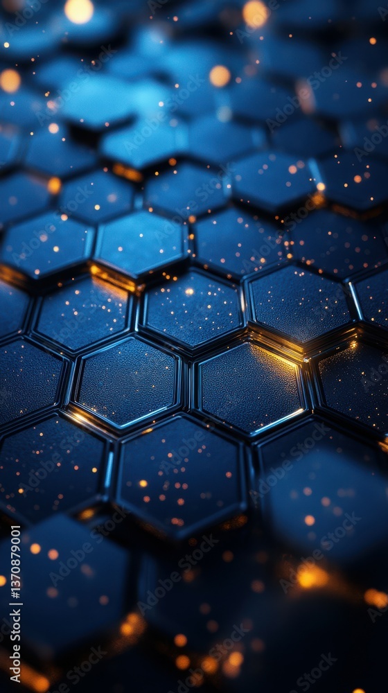 Aufkleber hexagonal pattern with glowing sparks creates a futuristic design against a dark backdrop