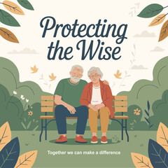 World Elder Abuse Awareness Day card, poster. vector illustration