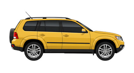 Obraz premium A vector illustration of a modern yellow car SUV. isolated on white or transparent background.