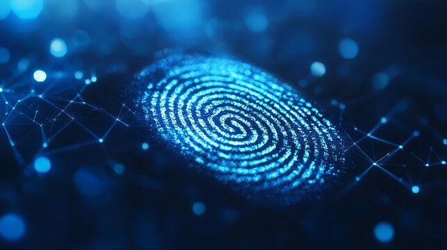 Digital fingerprint scan technology security abstract background biometric identification system - Powered by Adobe