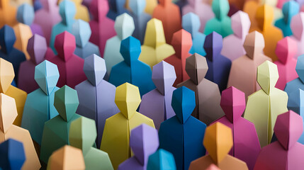 Abstract Colorful Crowd of Geometric Figures