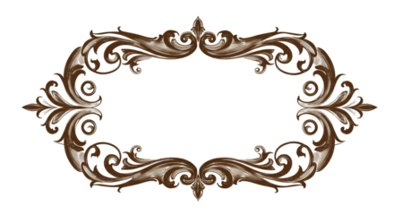 Vintage calligraphic frame on transparent background 
