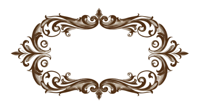 Vintage calligraphic frame on transparent background 