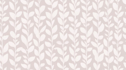 seamless pattern featuring delicate white botanical leaves on soft beige background, creating subtle and elegant floral design perfect for wallpapers or textiles