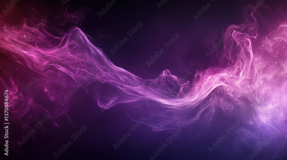 Poster ethereal violet smoke swirls in a dark space creating a dreamy abstract background with a cosmic neb