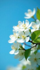 Fototapeta premium Delicate white jasmine blossoms against a vibrant blue sky , nature, bright, celebration