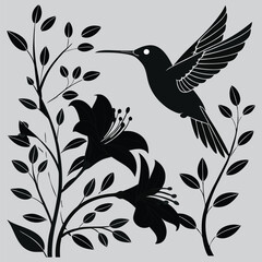 A  hornbill bird with its curved beak  image silhouette design vector art and illustration