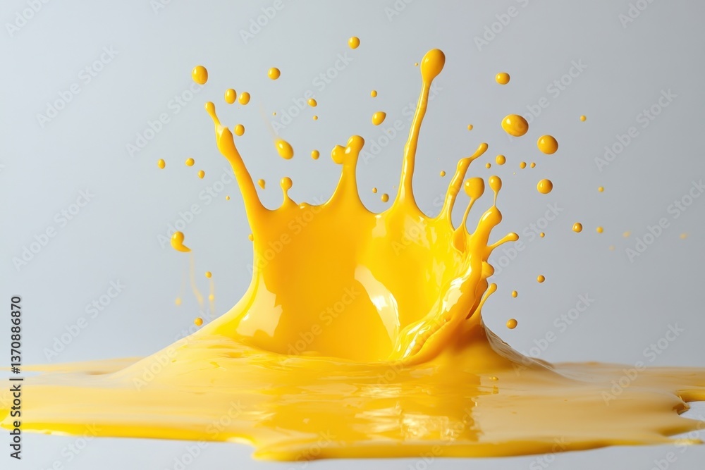Aufkleber dynamic yellow paint splash creating a vibrant crown shape against a clean backdrop capturing fluid 