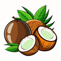 Coconut Fruits vector art illustration  on a white background 