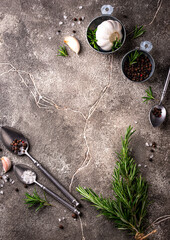 Rosemary, garlic, salt and pepper.