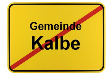 Illustration eines Ortsschildes der Gemeinde Kalbe in Niedersachsen