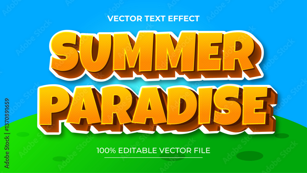 Poster summer text effect 3d editable text effect with background illustration