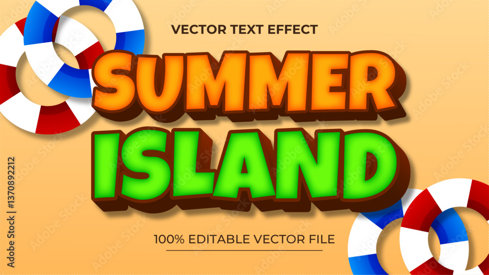 Poster summer 3d text effect and editable text effect with a beach background