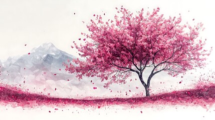 Obraz premium Artistic cherry tree in unique petal swirls art high resolution picture