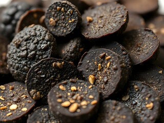 Delicious Dark Chocolate Truffles Close-up of Gourmet Treats with Sprinkles.