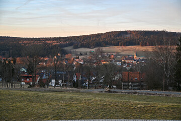 Blick auf Bischofsgrün  im Fichtelgebirge