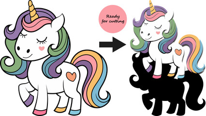 Cute Unicorn – Vector Illustration for Printing and Cutting