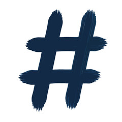 Obraz premium an artistic vector representation of a hashtag symbol (#) using textured brush strokes. The symbol should have two bold horizontal and two vertical lines intersecting to form a grid-like pattern.