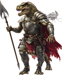 An isolated gladiator dinosaur on white background, Vector, PNG