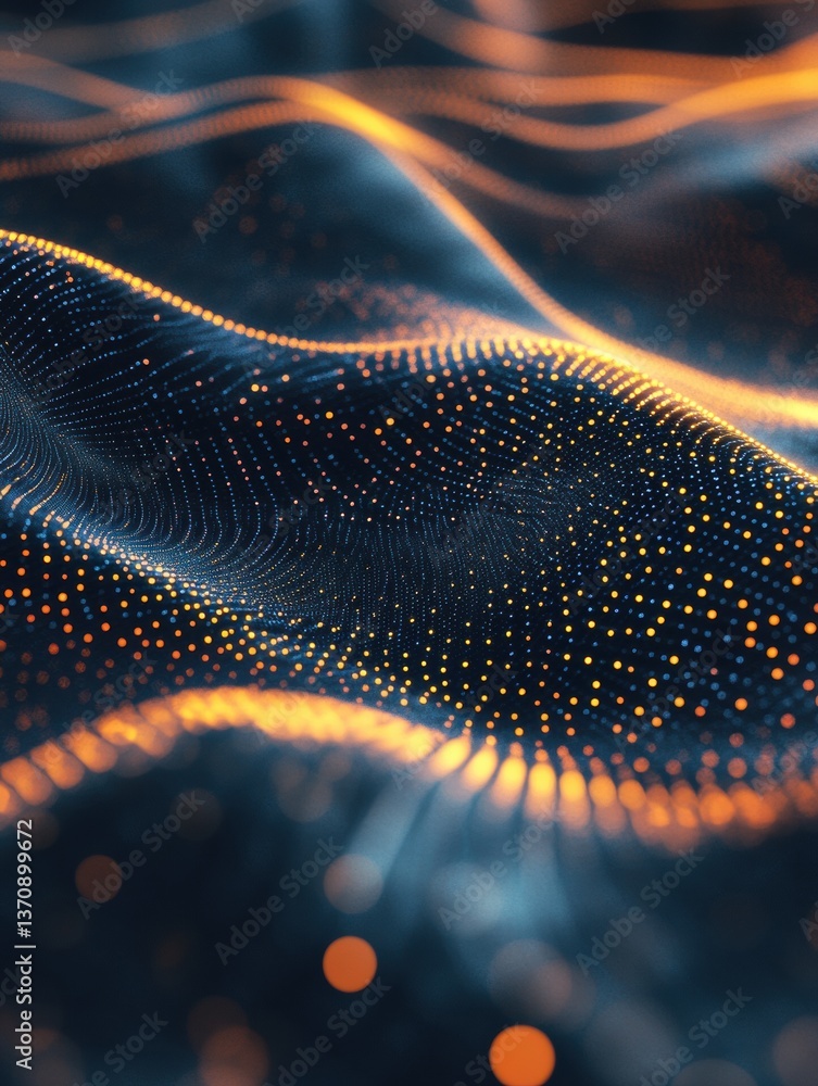 Aufkleber Futuristic abstract background showcasing glowing digital particles in a structured pattern for high-tech elegance and innovation