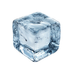 Crystal Clear Ice Cube Isolated on Transparent Background for Design