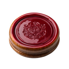 Wax Seal on Wooden Base Isolated with Transparent Background