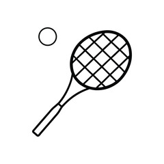 tennis racket and ball icon line art vector illustration