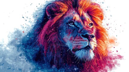 Vector art lion head with glowing effects high resolution image