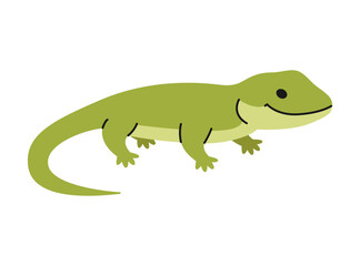 Cute green lizard isolated on white background. Smiling gecko. Pet, exotic animal in simple style. Reptile character. Zoo, wild nature. Vector flat illustration