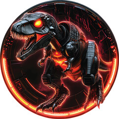 An isolated Robotic Dinosaur on vintage style, Vector, PNG, T-shirt design