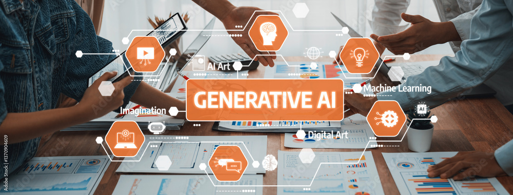 Leinwandbilder Explore the dynamic intersection of generative AI and digital art through teamwork, showcasing innovative concepts in technology and machine learning for creative solutions. Amity