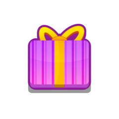 A vibrant, cartoon-style gift box icon with ribbon. Perfect for games, apps, loot crates, rewards, or in-game purchases. Enhance your UI with this eye-catching present icon
