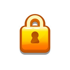 A vibrant, cartoon-style gold lock icon. Perfect for games, apps, loot crates, rewards, or in-game purchases. Enhance your UI with this eye-catching present icon
