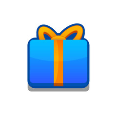 A vibrant, cartoon-style gift box icon with ribbon. Perfect for games, apps, loot crates, rewards, or in-game purchases. Enhance your UI with this eye-catching present icon
