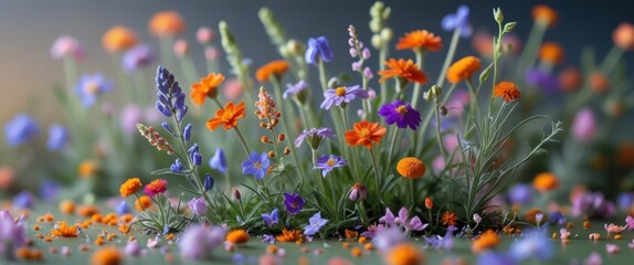 vibrant field of colorful flowers blooming in nature's diversity