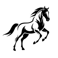 Obraz premium Black stallion silhouette vector illustration of a running equine