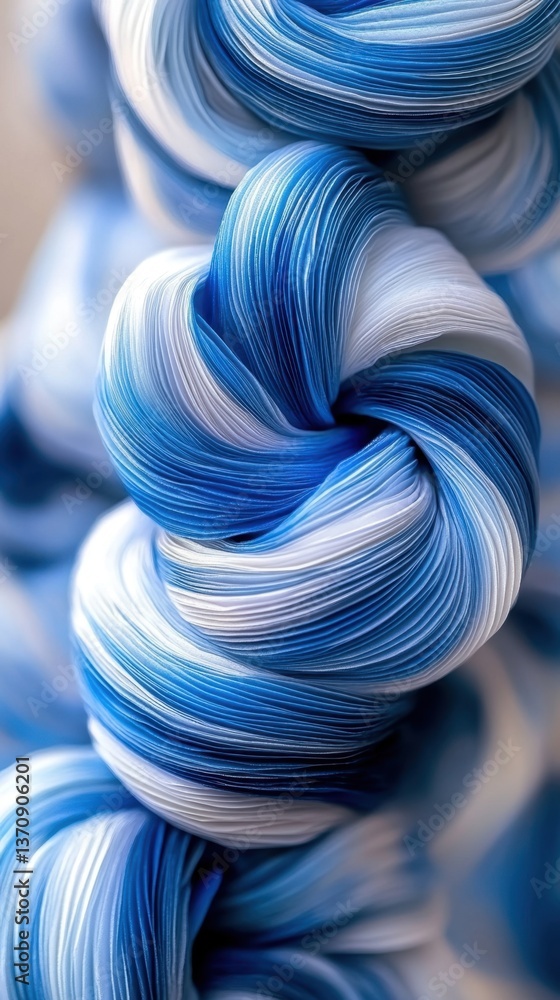 Aufkleber mesmerizing swirl of blue and white fabric close up abstract texture creates a serene and calm visua