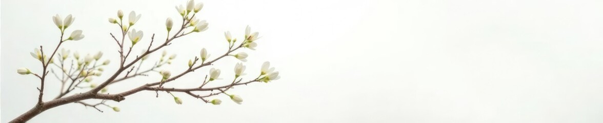 Delicate branches on a pristine white background, foliage, organic