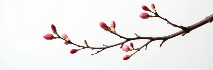 Delicate branch isolated on white background with subtle texture, minimalist, branches