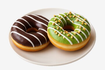 two donuts on white background