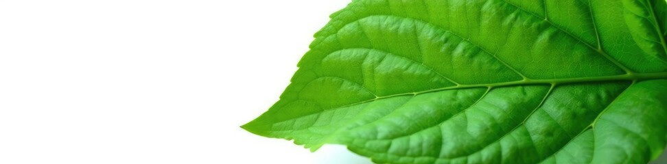 Obraz premium Detail of a large leaf with veins and texture on white background, botanical, herb, nature