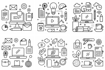 Blogging Objects Outline Coloring Page Line Art Drawing