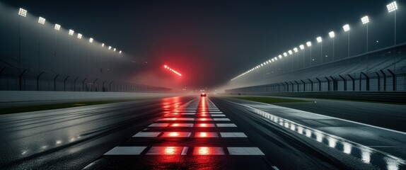 thrilling night race with speeding car on track illustration