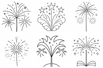 Fireworks Outline Coloring Page Line Art Drawing
