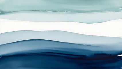 Fototapeta premium Serene ocean depths unfolding in a tranquil watercolor dreamscape with soft, flowing gradients of blue and teal.