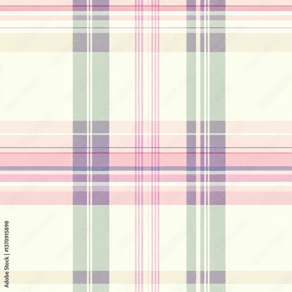 Poster pastel plaid pattern in soft colors for textile design background gentle hues of pink green and purp