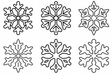 Snowflake shape gingerbread outline coloring book page line art drawing White background 
