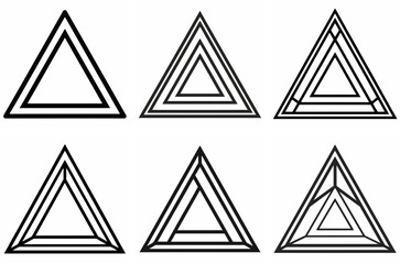 Triangle Pattern Frame Outline Coloring Book Page Line Art Drawing Set on White Background