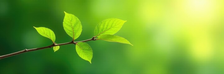 Single branch with leaves isolated against light background, nature, branches, leaves
