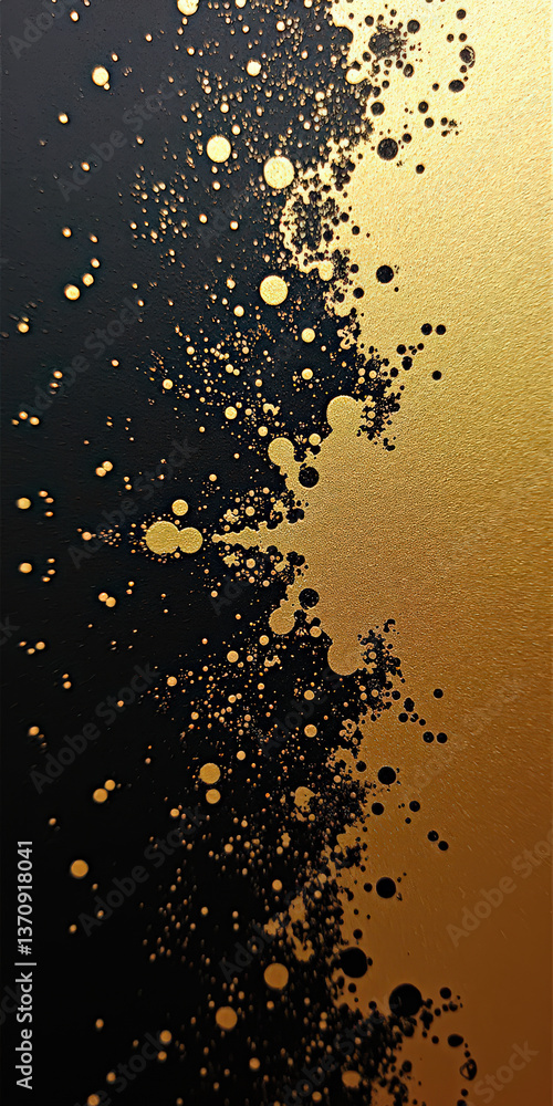 Poster a vibrant abstract design featuring gold and black splashes creating a dynamic, textured background 